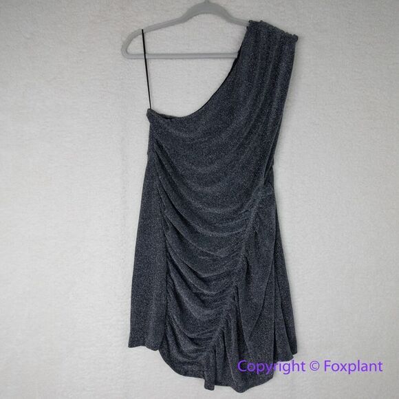 New!  Free People Malia‎ dress One Shoulder Metallic Mini Cocktail Women size XL - Picture 2 of 13